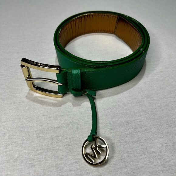 Michael Kors Green Belt with Charm, Grommets On Buckle Holes M-L - Picture 1 of 4